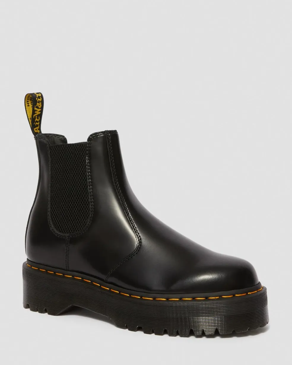 2976 Smooth Leather Platform Chelsea Boots in Black