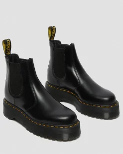 2976 Smooth Leather Platform Chelsea Boots in Black