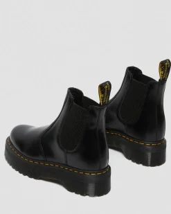 2976 Smooth Leather Platform Chelsea Boots in Black