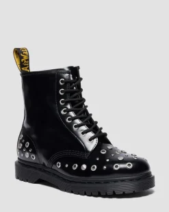 1460 Studded Buttero Leather Boots in Black Buttero