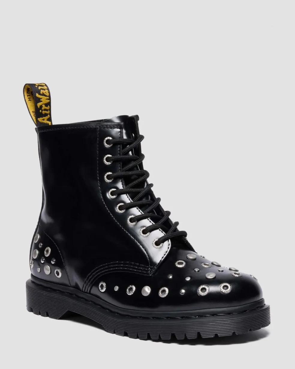 1460 Studded Buttero Leather Boots in Black Buttero