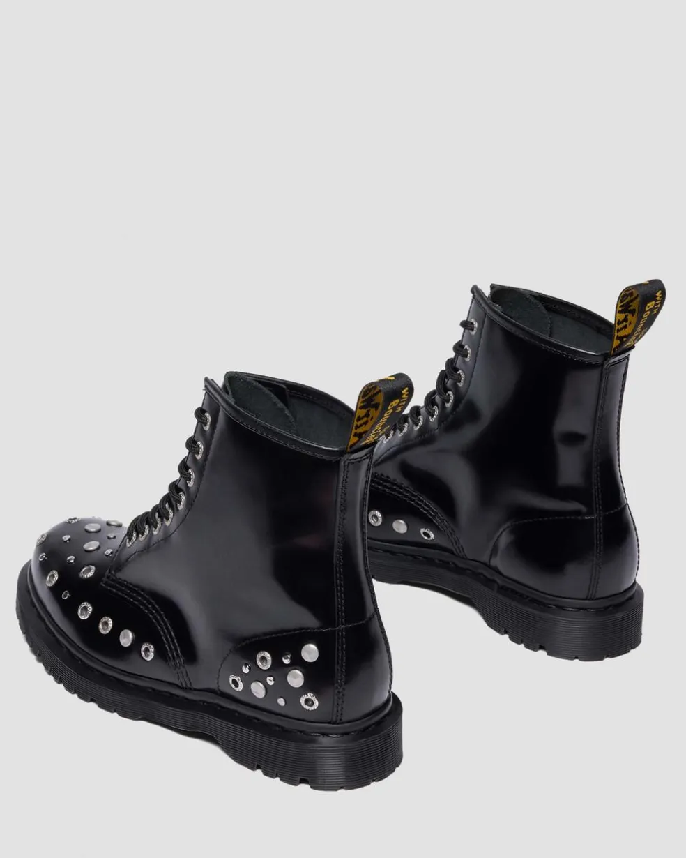 1460 Studded Buttero Leather Boots in Black Buttero