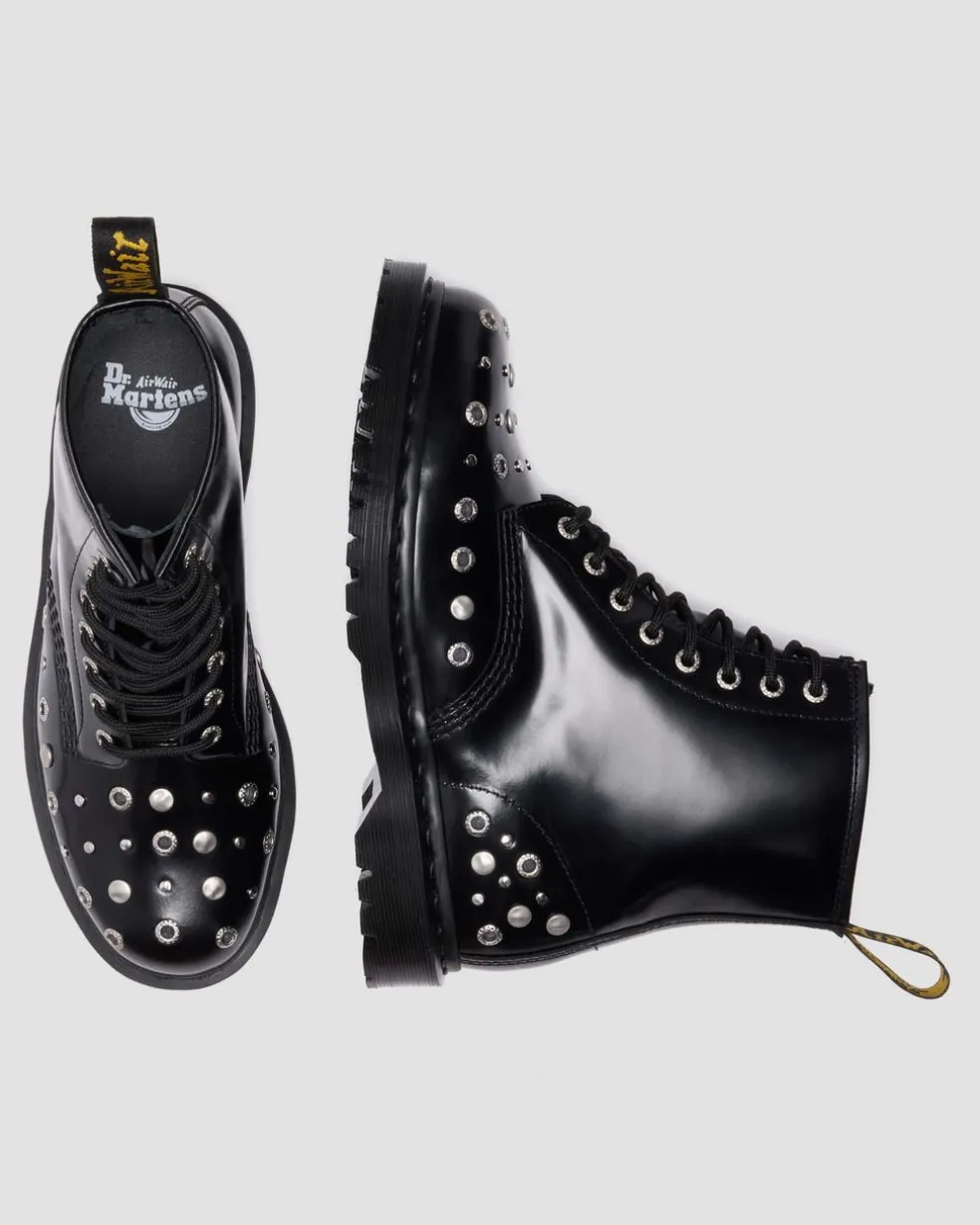 1460 Studded Buttero Leather Boots in Black Buttero