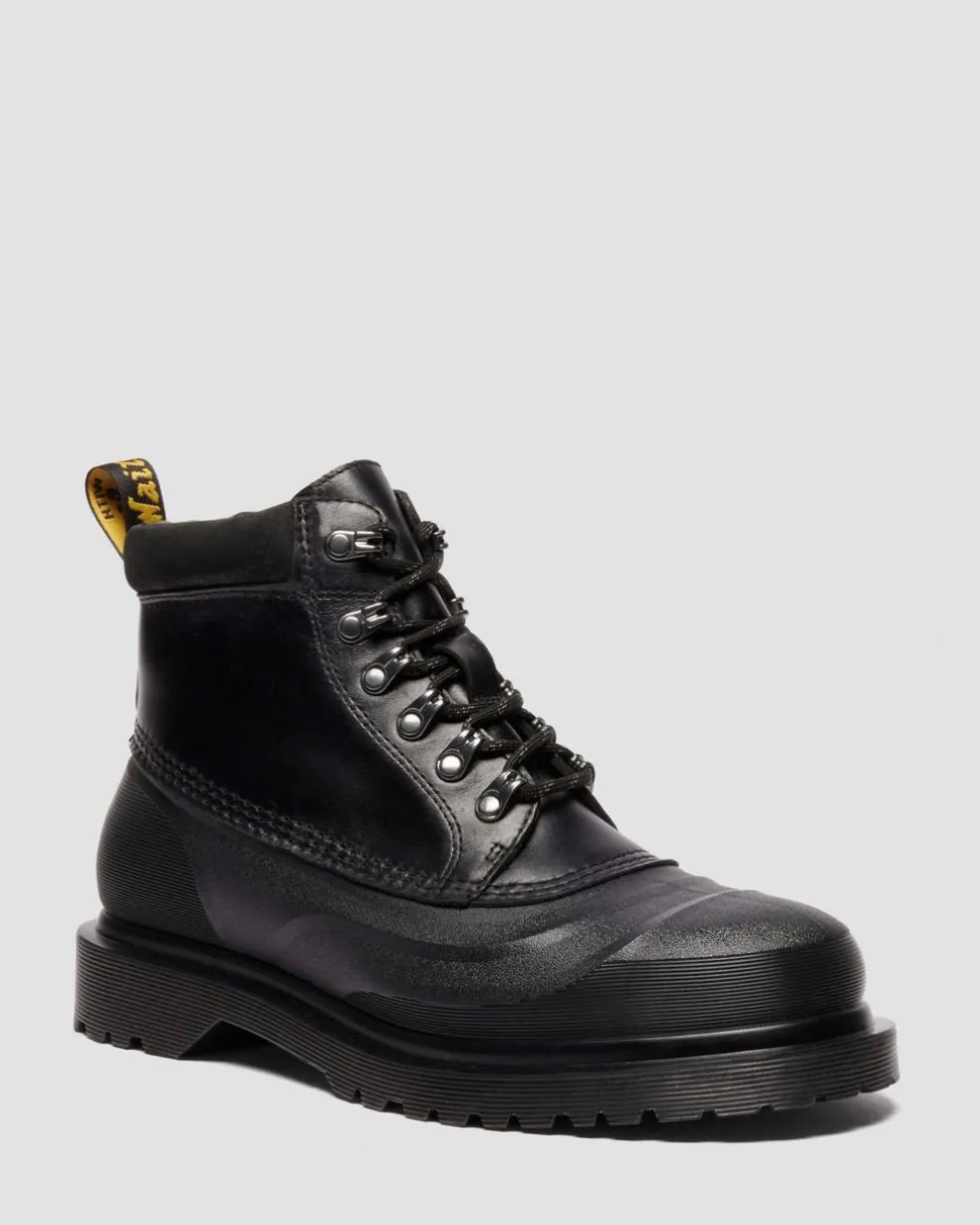 939 SUB FLEECE LINED LEATHER ANKLE BOOTS in Black