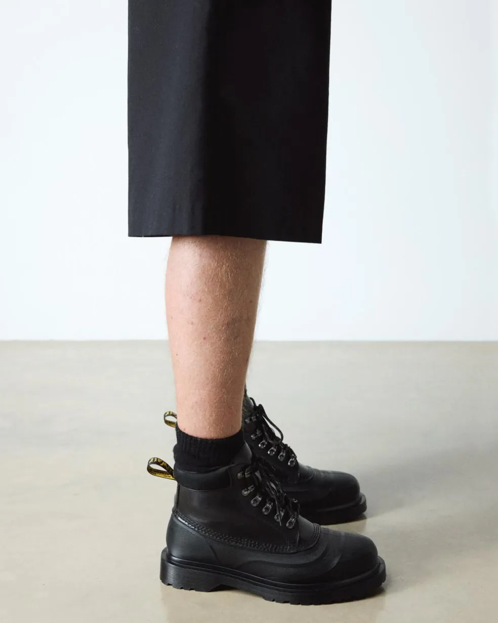 939 SUB FLEECE LINED LEATHER ANKLE BOOTS in Black