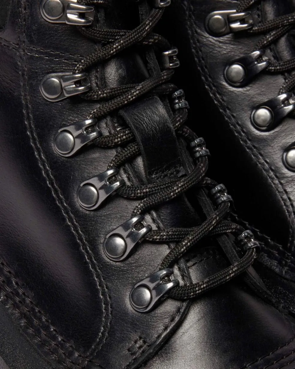 939 SUB FLEECE LINED LEATHER ANKLE BOOTS in Black