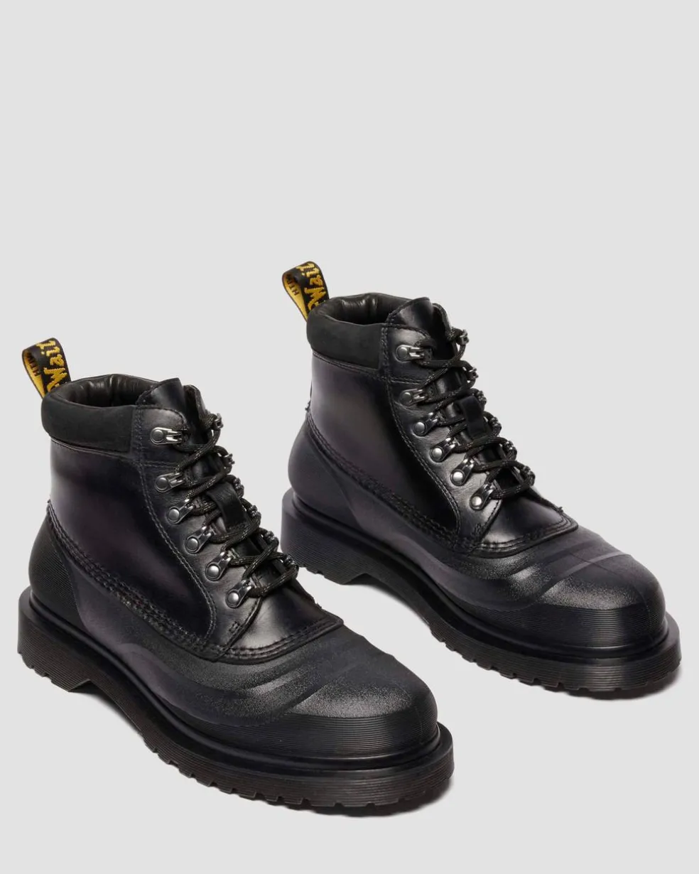 939 SUB FLEECE LINED LEATHER ANKLE BOOTS in Black