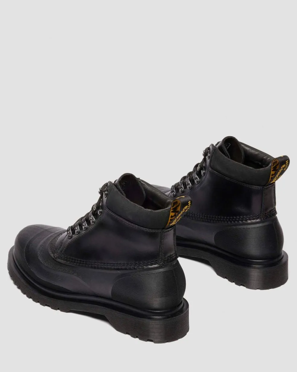 939 SUB FLEECE LINED LEATHER ANKLE BOOTS in Black