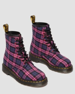 1460 Tartan Lace Up Boots in Pink Multi