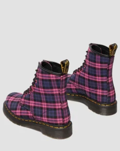 1460 Tartan Lace Up Boots in Pink Multi