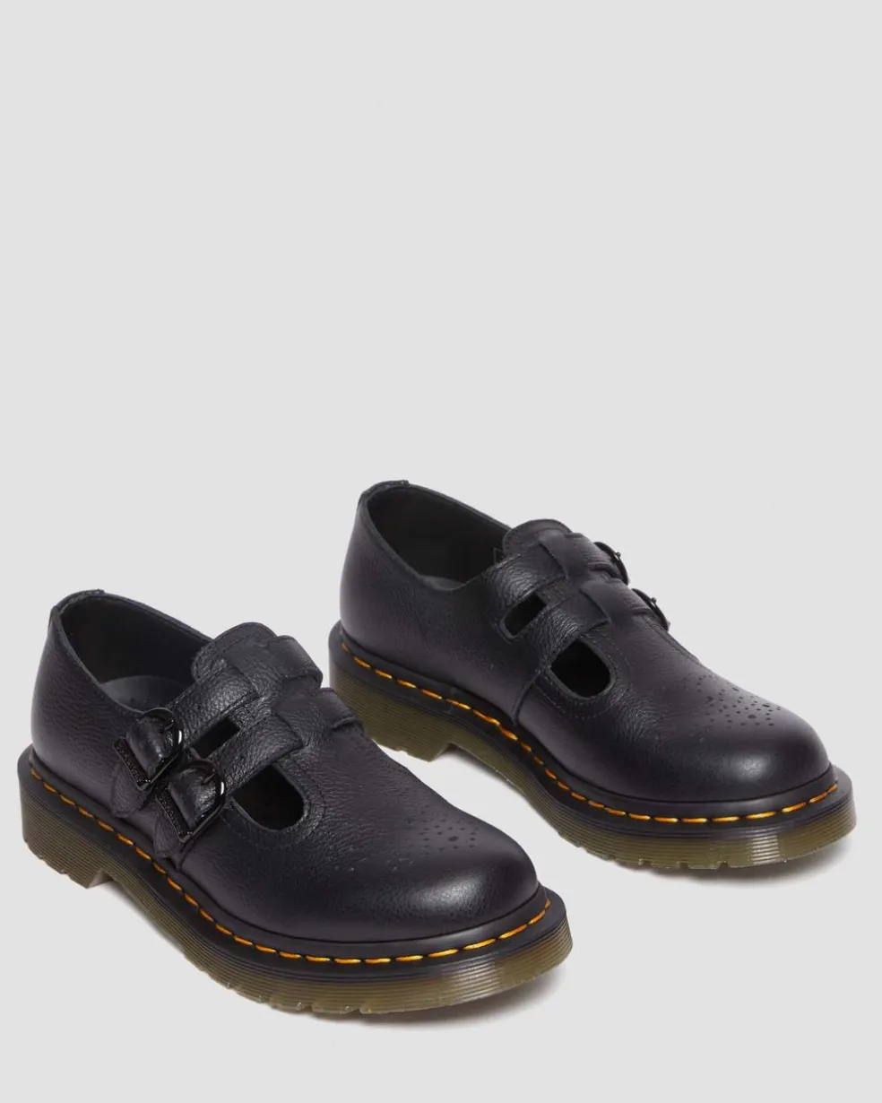 8065 Virginia Leather Mary Jane Shoes in Black
