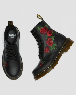 1460 Vonda Floral Leather Lace Up Boots in Black