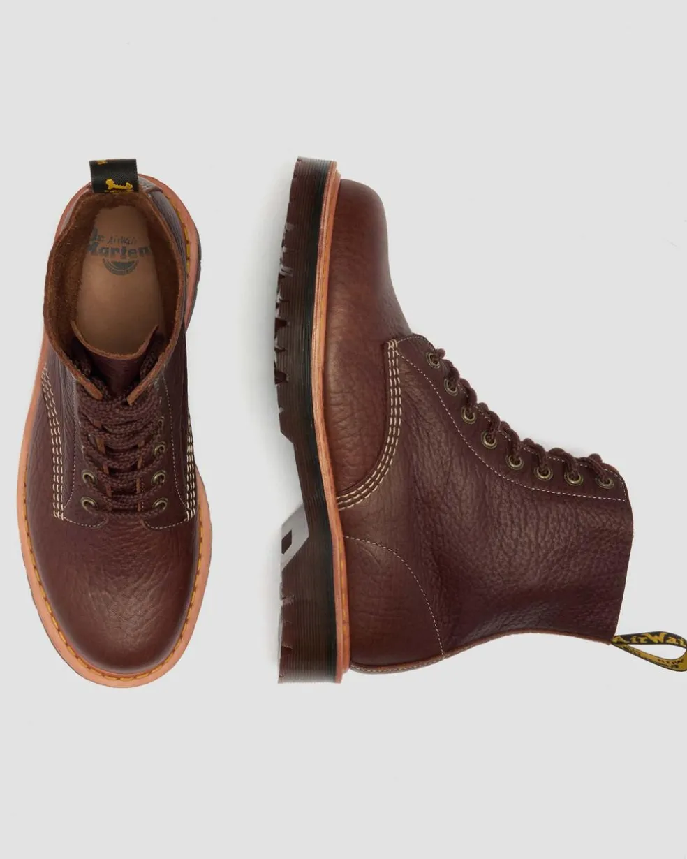 1460 Wild Grain Leather Boots in Sepia Brown