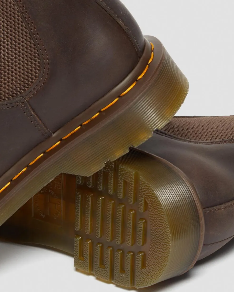 2976 Yellow Stitch Crazy Horse Leather Chelsea Boots in Dark Brown
