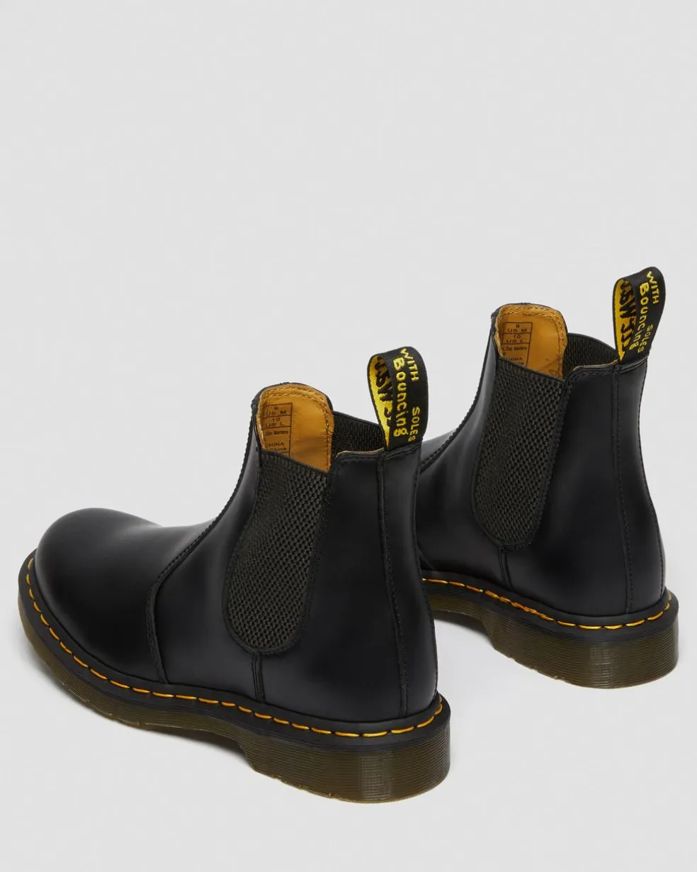 2976 Yellow Stitch Smooth Leather Chelsea Boots in Black