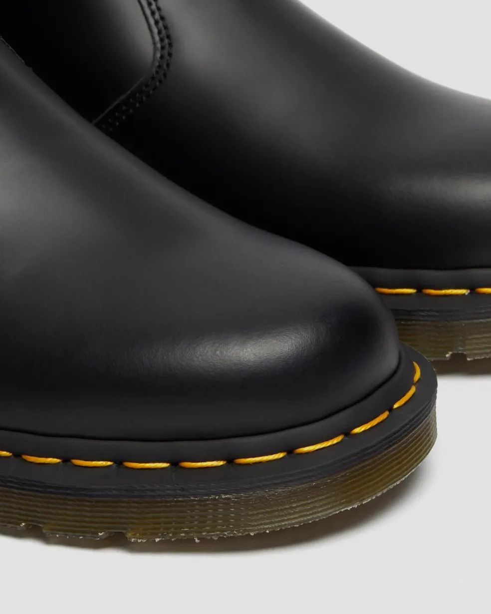 2976 Yellow Stitch Smooth Leather Chelsea Boots in Black