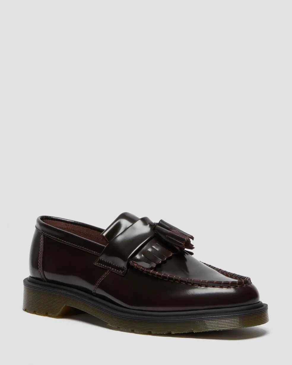 Adrian Arcadia Leather Tassel Loafers in Cherry Red Arcadia