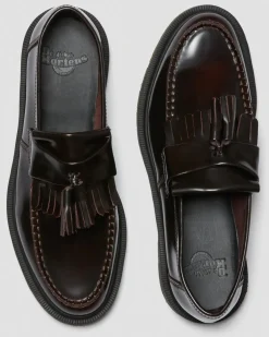 Adrian Arcadia Leather Tassel Loafers in Cherry Red Arcadia