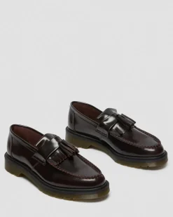 Adrian Arcadia Leather Tassel Loafers in Cherry Red Arcadia