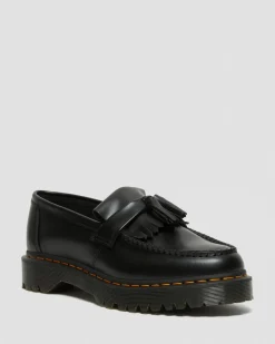 Adrian Bex Smooth Leather Tassel Loafers in Black