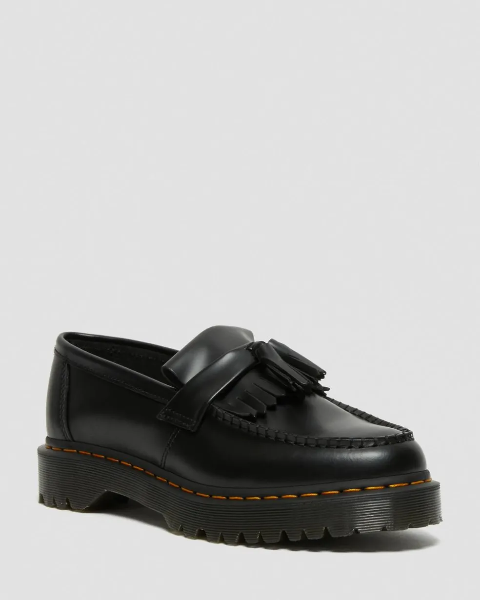 Adrian Bex Smooth Leather Tassel Loafers in Black
