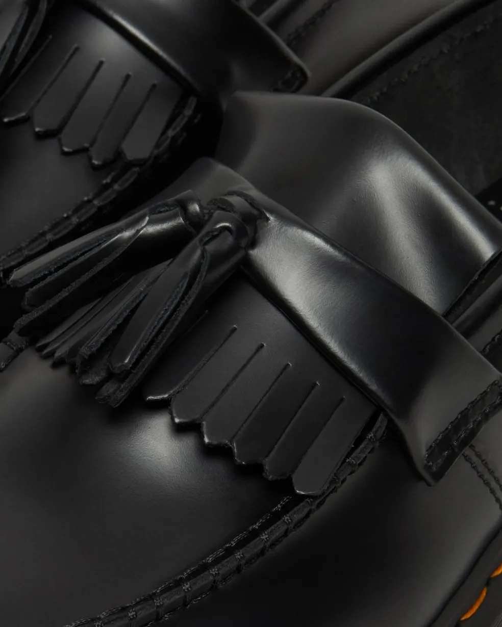 Adrian Bex Smooth Leather Tassel Loafers in Black