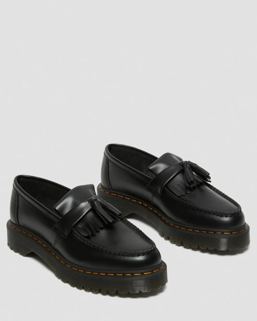 Adrian Bex Smooth Leather Tassel Loafers in Black