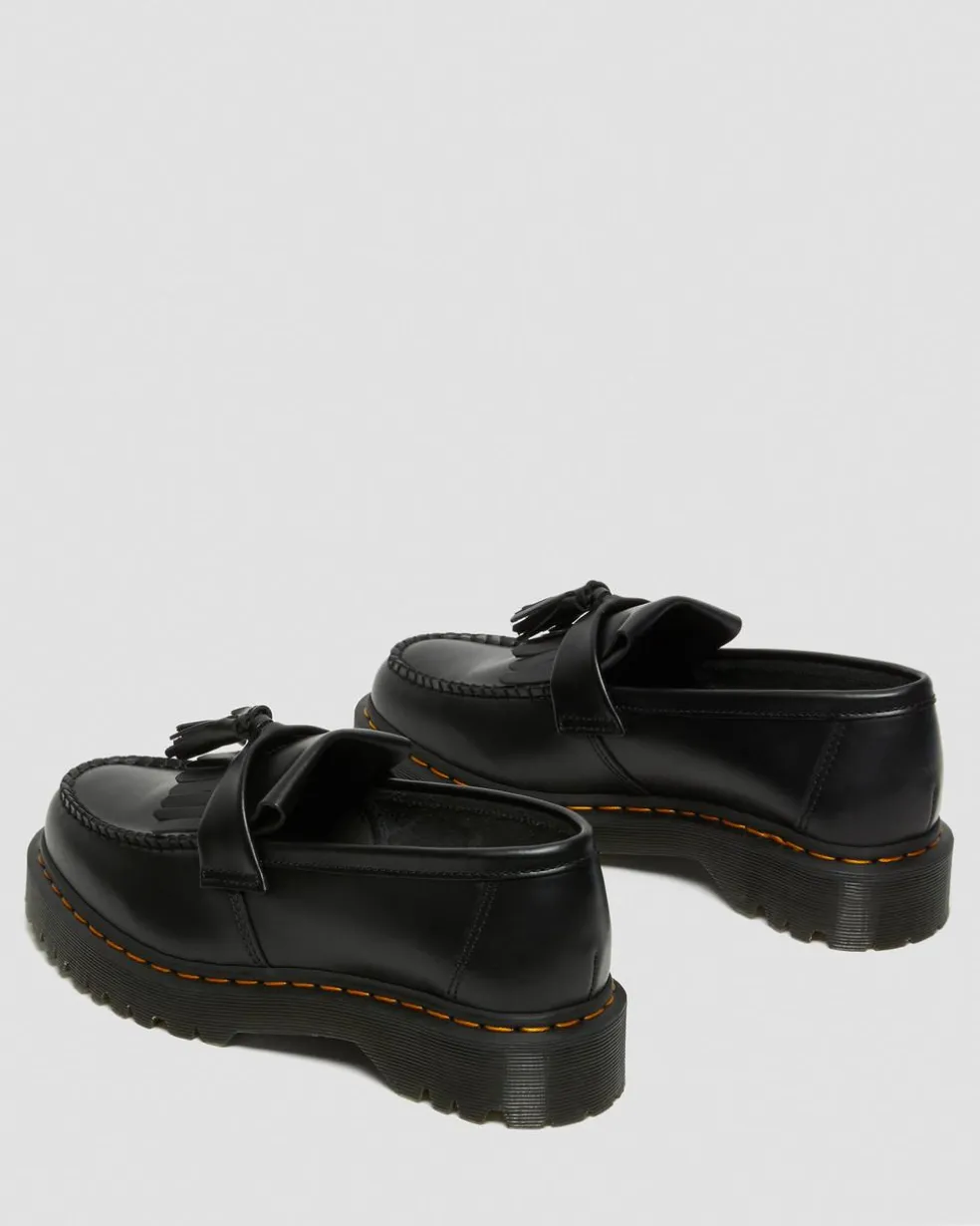 Adrian Bex Smooth Leather Tassel Loafers in Black