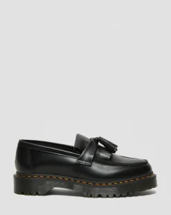 Adrian Bex Smooth Leather Tassel Loafers in Black