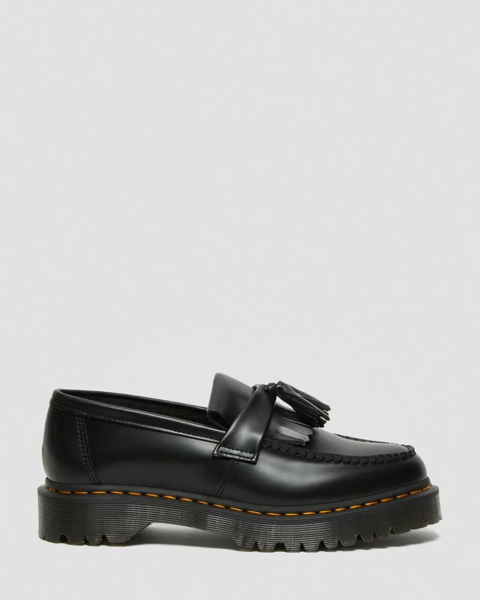 Adrian Bex Smooth Leather Tassel Loafers in Black