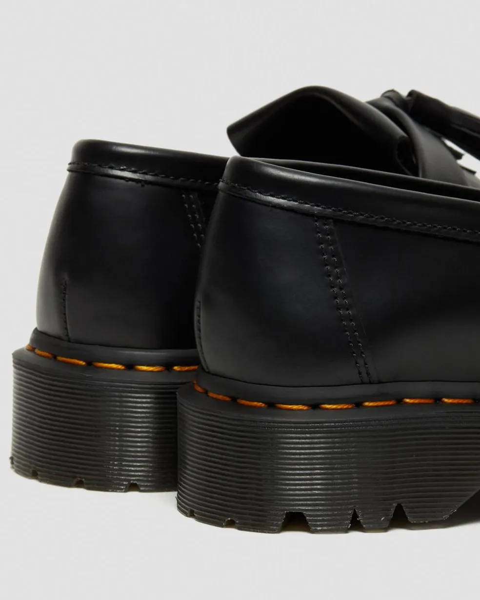 Adrian Bex Smooth Leather Tassel Loafers in Black