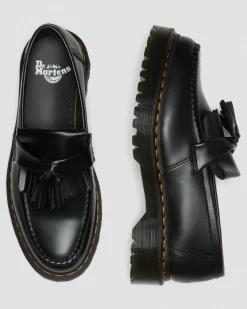 Adrian Bex Smooth Leather Tassel Loafers in Black