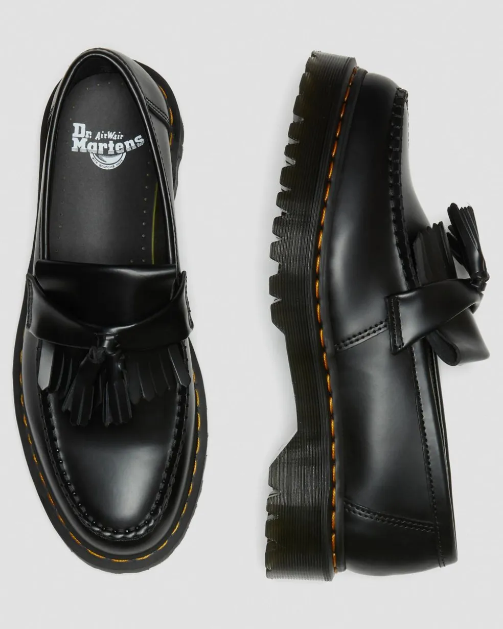 Adrian Bex Smooth Leather Tassel Loafers in Black