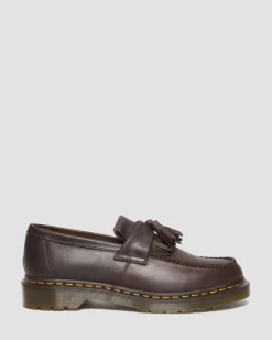 Adrian Crazy Horse Leather Tassel Loafers in Dark Brown