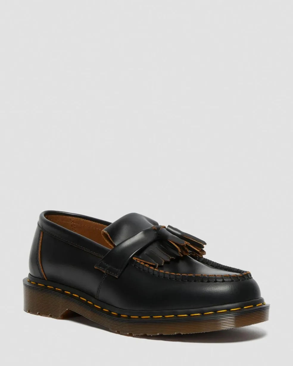 Adrian Made in England Quilon Leather Tassel Loafers in Black