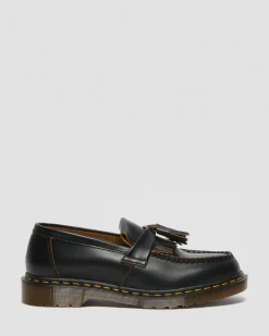 Adrian Made in England Quilon Leather Tassel Loafers in Black