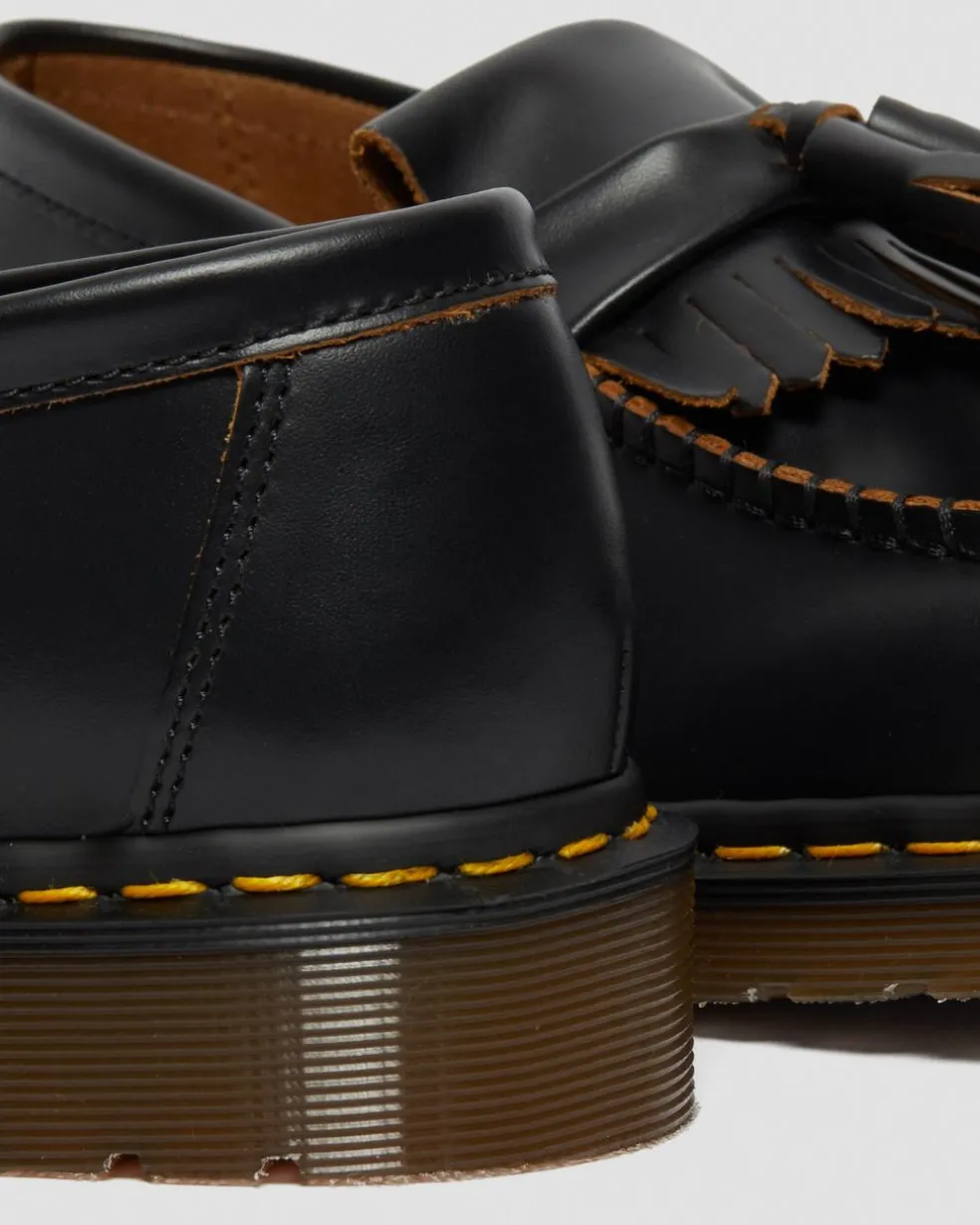 Adrian Made in England Quilon Leather Tassel Loafers in Black