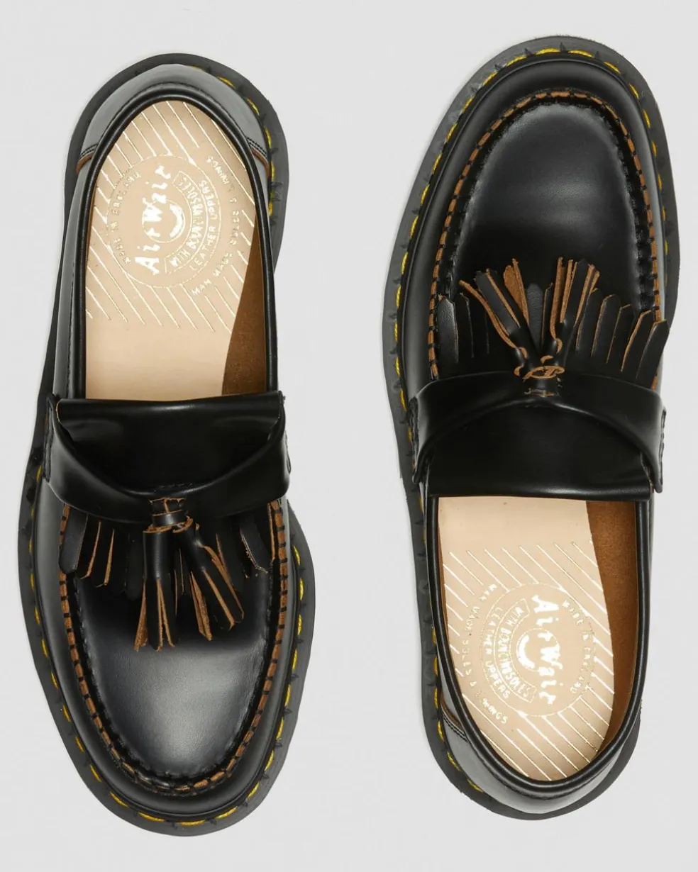 Adrian Made in England Quilon Leather Tassel Loafers in Black