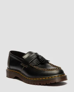 Adrian Orleans Leather Tassel Loafers in Black