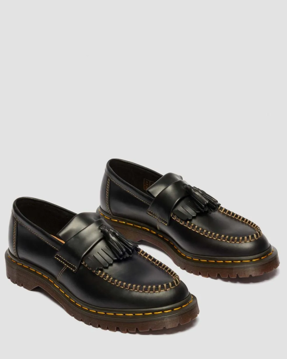 Adrian Orleans Leather Tassel Loafers in Black
