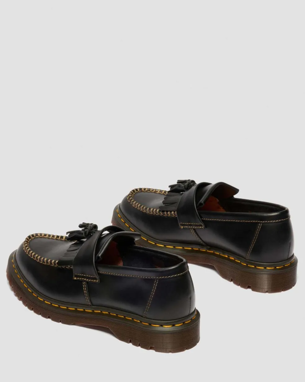 Adrian Orleans Leather Tassel Loafers in Black