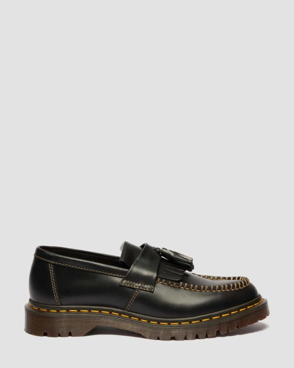 Adrian Orleans Leather Tassel Loafers in Black