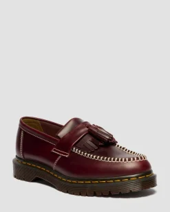 Adrian Orleans Leather Tassel Loafers in Cherry Red