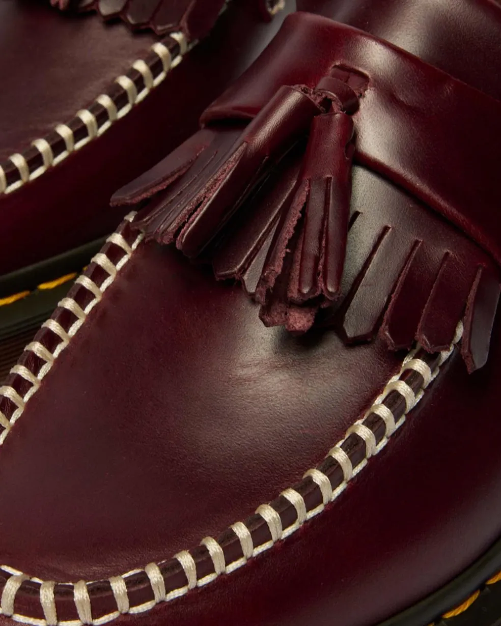 Adrian Orleans Leather Tassel Loafers in Cherry Red