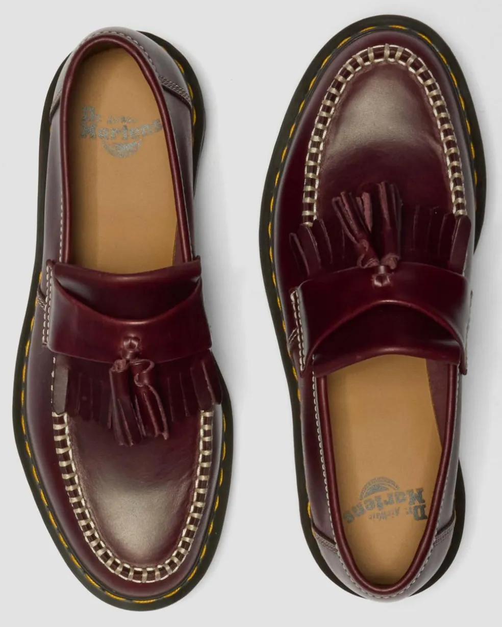 Adrian Orleans Leather Tassel Loafers in Cherry Red