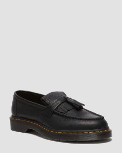 Adrian Yellow Stitch Ambassador Leather Loafers in Black