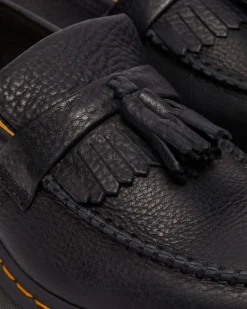 Adrian Yellow Stitch Ambassador Leather Loafers in Black