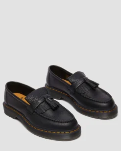 Adrian Yellow Stitch Ambassador Leather Loafers in Black