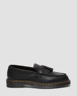Adrian Yellow Stitch Ambassador Leather Loafers in Black