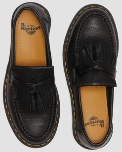 Adrian Yellow Stitch Ambassador Leather Loafers in Black
